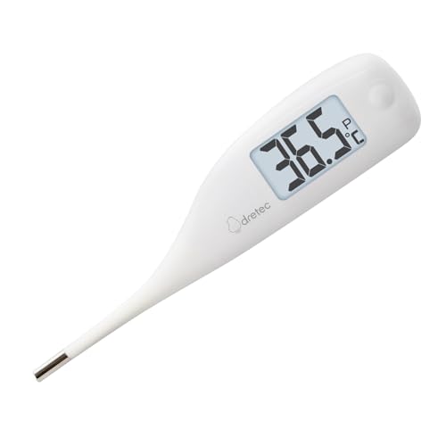 ドリテック(dretec) 体温計 予測式 15秒 早い 赤ちゃん 子供 先が曲がるやわらかタッチ わき用 音が大きい 光る バックライト 抗菌 電子体温計 大画面 デジタル TO-204AWTDI